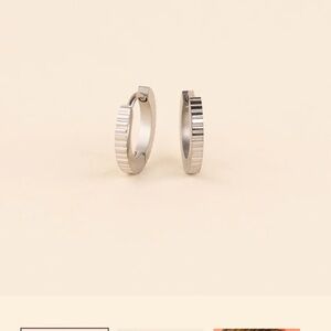 NEW Oh Clem Textured Huggie Hoop earrings Silver